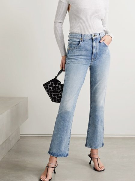 

Casual Regular Fit Plain Denim Jeans, Blue, Jeans