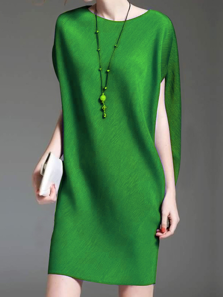 

Plus Size Loose Cap sleeve Elegant Skirt Dress, Green, Plus Dresses