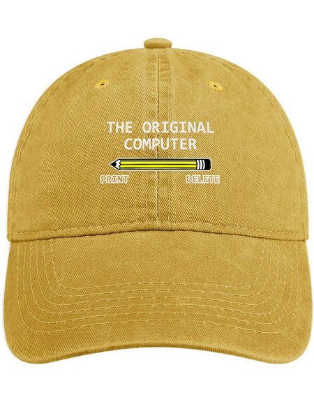 

Men's /Women's The Original Computer Print Delete Funny Graphic Printing Regular Fit Adjustable Denim Hat, Yellow, Men's Hats