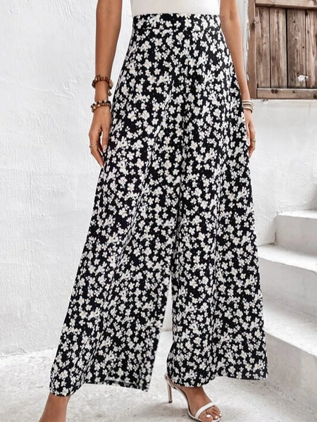 

Vacation Loose Floral Pants, Black, Pants