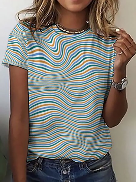 

Blend Casual Abstract Stripes T-Shirt, As picture, T-shirts