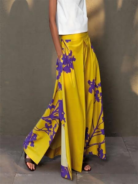 

Floral Regular Fit Elegant Fashion Pants, As picture, Pants