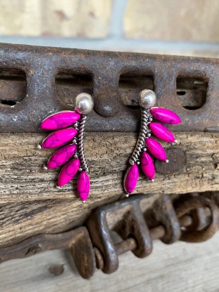 

Ethnic Style Simple Turquoise Earrings, Pink, Earrings