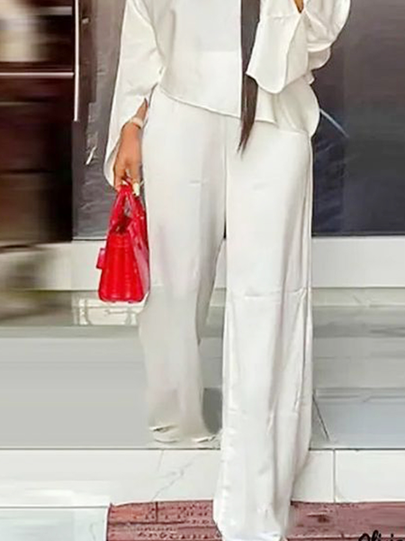 

Regular Fit Casual Plain Fashion Pants, White, Pants