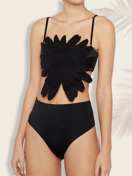 

Elegant Plain Bikini, Black, Bikini Sets