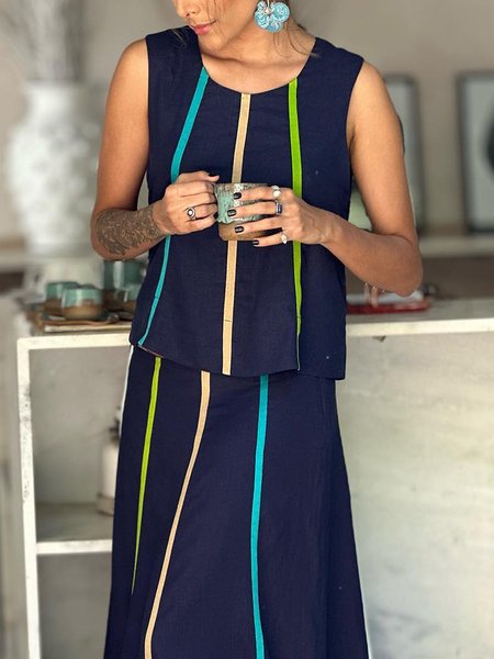 

Loose Casual Striped Crew Neck Shirt, Blue, Blouses and Shirts