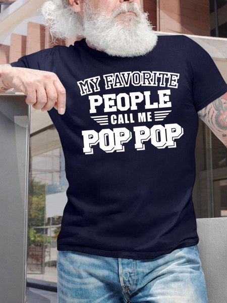 

Men's My Favorite People Call Me Pop Pop Funny Graphic Printing Casual Cotton Text Letters Loose T-Shirt, Purplish blue, T-shirts