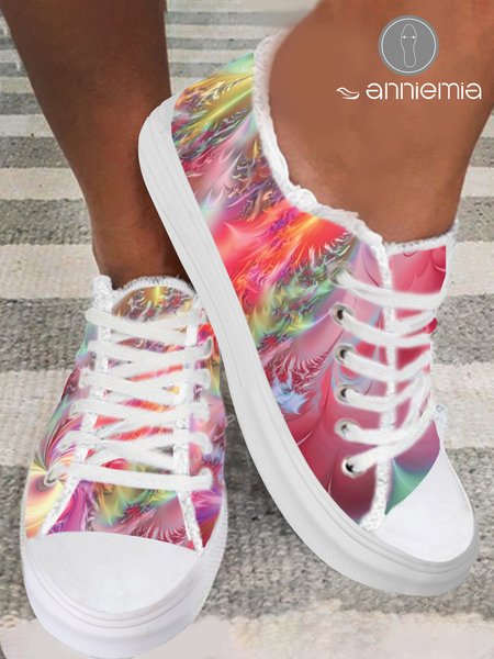 

Lightweight Soft Sole Abstract Swirling Print Canvas Shoes, As picture, Sneakers