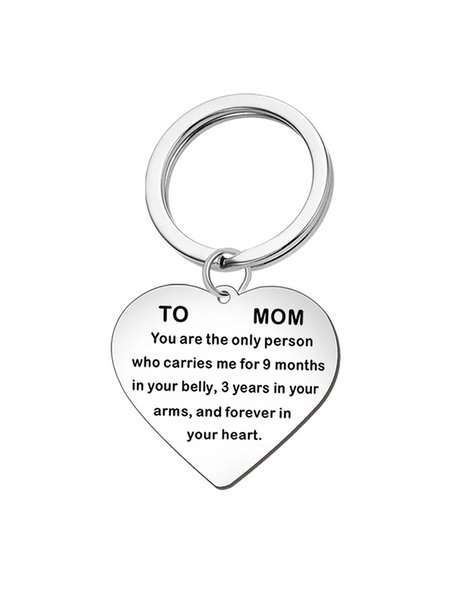 

Mother's Day Text Letters Metal Buckle Keychain, Silver, Accessories