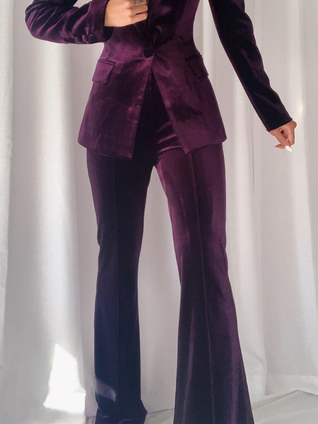 

Plus Size Regular Fit Urban Plain Pants, Purple red, Bottoms