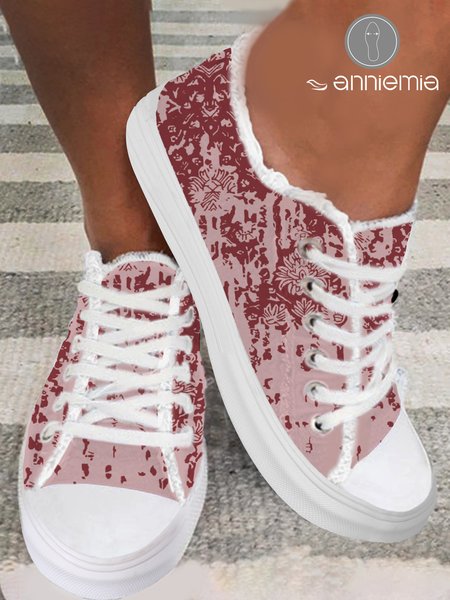 

Lightweight Soft Sole Gradient Floral Canvas Shoes, As picture, Sneakers