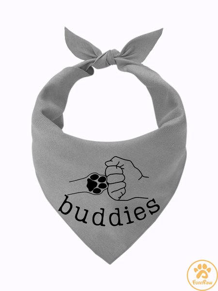 

Lilicloth X Funnpaw Buddies Matching Dog Print Bib, Gray, Pet Bandanas