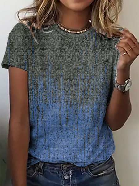 

Casual Printing T-Shirt, Blue, T-Shirts