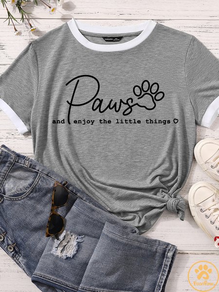 

Lilicloth X Funnpaw Women's Paws And Enjoy The Little Things Matching T-Shirt, Gray, T-shirts