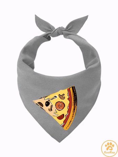 

Lilicloth X Funnpaw Pizza Print Matching Dog Print Bib, Gray, Pet Bandanas