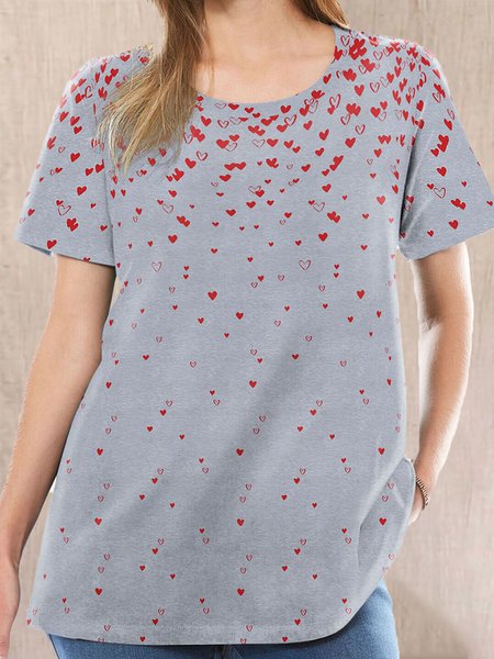 Casual Heart/Cordate T-Shirt, Gray, T-Shirts