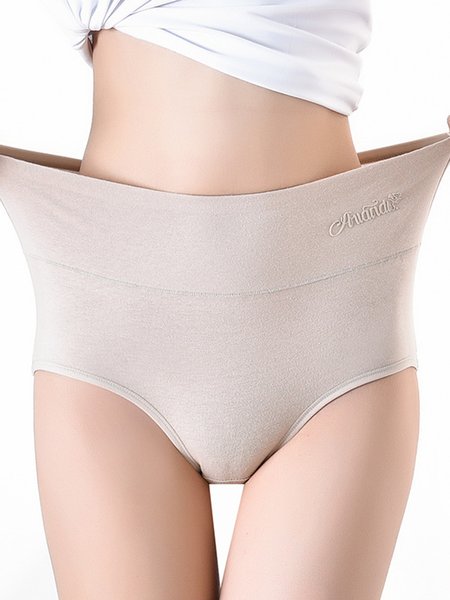 

High Waist Cotton Underwear Breathable Abdomen Control Butt Lift Hip Lifting Wormwood Antibacterial Crotch Printed Briefs, Khaki, loungewear & lingeries
