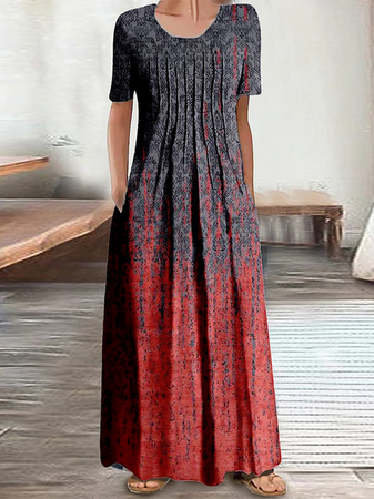 

Vintage Ethnic Crew Neck Dress, Black, Dresses