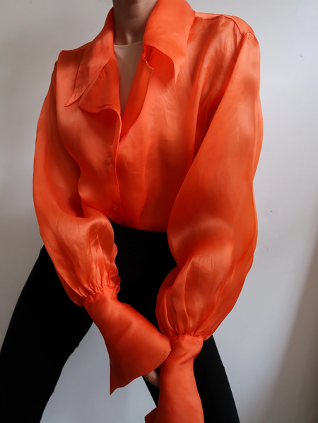 

Plus Size Plain Elegant Loose Blouse, Orange, Plus Tops