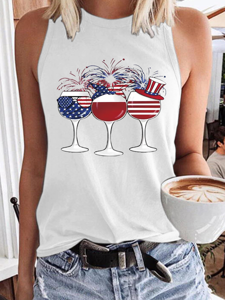 

Women’s Blue & White Wine Of American Flag To Celebrate Tank Top, Tank Tops