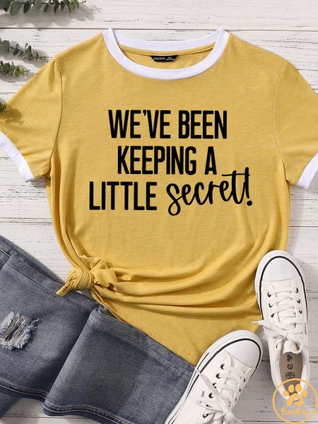 

Lilicloth X Funnpaw Women's We've Been Keeping A Little Secret Pregnancy Announcement Matching T-Shirt, Yellow, T-shirts