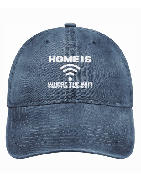 

Home Is Where The Wifi Connects Automatically Denim Hat, Deep blue, Women's Hats