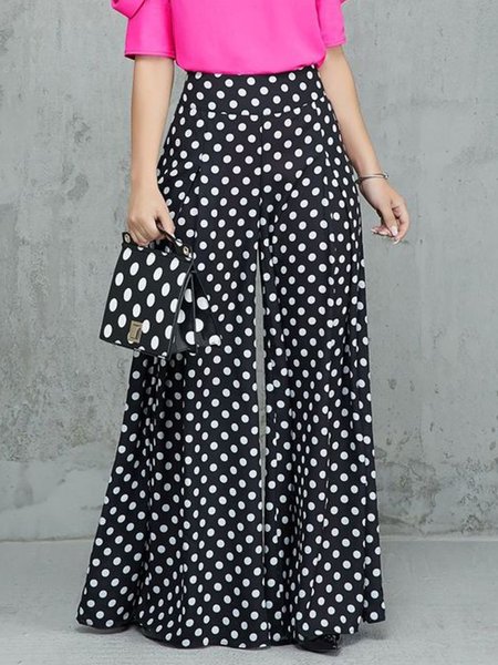 

Elegant Polka Dots Regular Fit Fashion Pants, Black, Pants