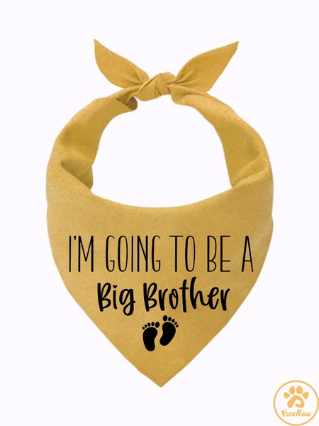 

Lilicloth X Funnpaw I'm Going To Be A Big Brother Pregnancy Announcement Matching Dog Print Bib, Yellow, Pet Bandanas