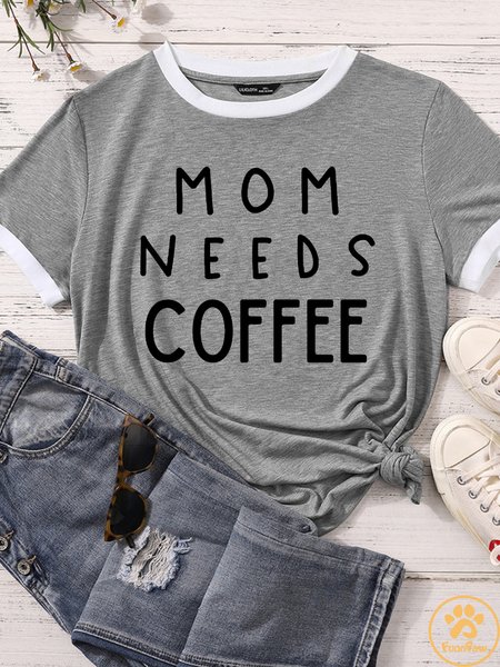 

Lilicloth X Funnpaw Women's Mom Needs Coffee Matching T-Shirt, Gray, T-shirts