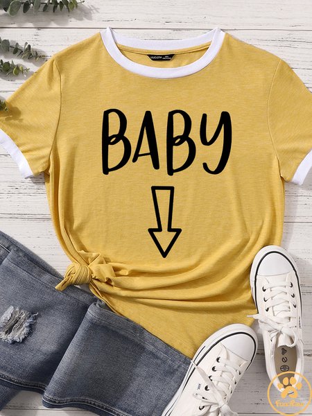 Lilicloth X Funnpaw Women's Baby Pregnancy Announcement Matching T-Shirt, Yellow, T-shirts