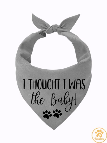 

Lilicloth X Funnpaw I Thought I Was The Baby Pregnancy Announcement Matching Dog Print Bib, Gray, Pet Bandanas