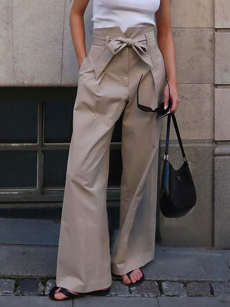 

Loose Plain Urban High Waist Fashion Long Pants Straight pants, As picture, Pants