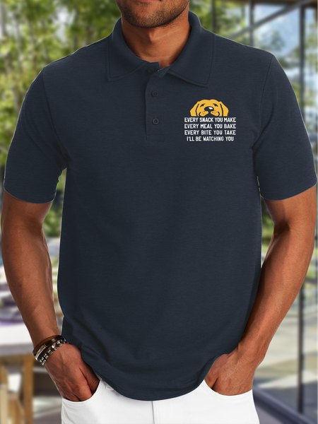 

Men's Every Snack You Make Every Meal You Bake Every Bite You Take I'll Be Watching You Funny Dag Graphic Printing Text Letters Regular Fit Casual Polo Shirt, Dark blue, T-shirts