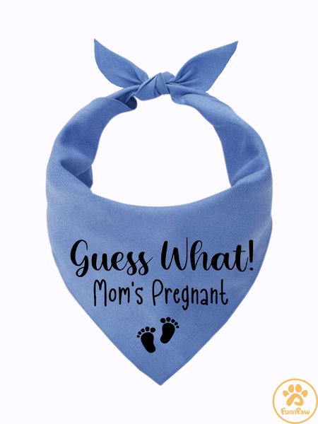 

Lilicloth X Funnpaw Guess What Mon's Pregnat Pregnancy Announcement Matching Dog Print Bib, Blue, Pet Bandanas