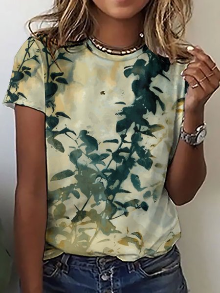 

Women's Watercolor Branches Casual Plants Blend T-Shirt, As picture, T-shirts