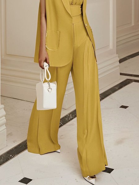 

Regular Fit Plain Urban Fashion Pants, Yellow, Pants