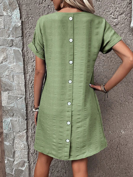 

Vacation Linen V Neck Loose Dress, Green, Dresses