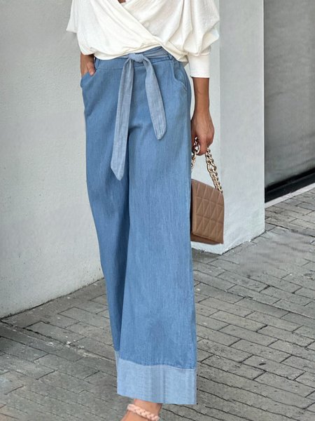 

Denim Color Block Regular Fit Casual Jeans, Blue, Jeans