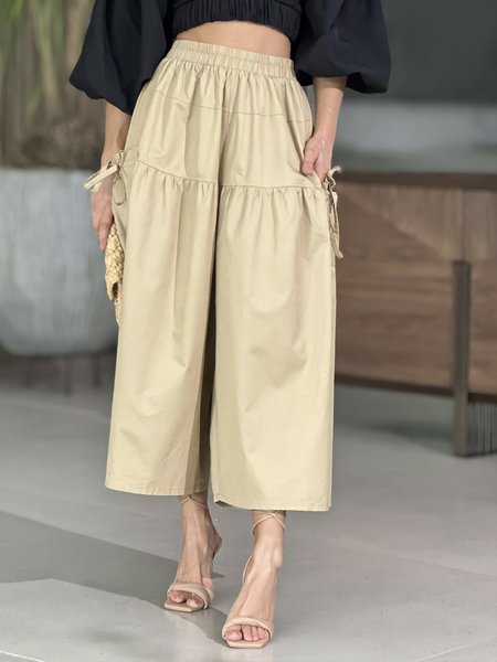

Daily Casual Plain Regular Fit Fashion Pants, Khaki, Pants