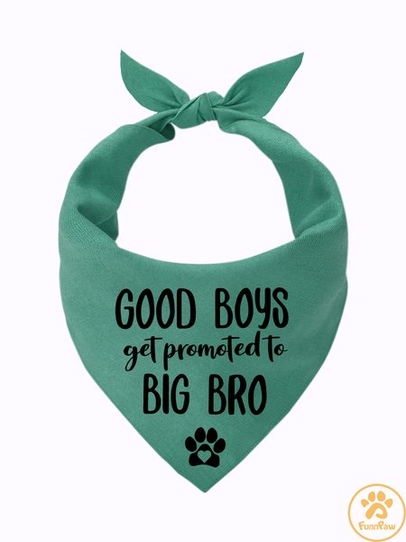

Lilicloth X Funnpaw Good Boys Get Promoted To Big Bro Matching Dog Print Bib, Green, Pet Bandanas