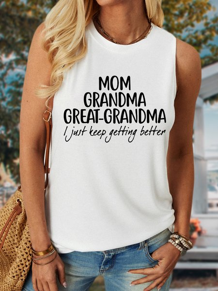 

Gift For Great-Grandma Mom Grandma Great-Grandma Women‘s Crew Neck Tank Top, White, Tank Tops