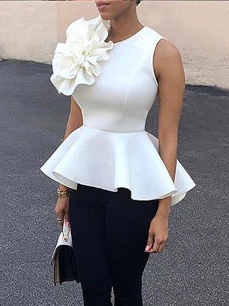 

Elegant Plain Crew Neck Regular Fit Shirt, White, Blouses and Shirts