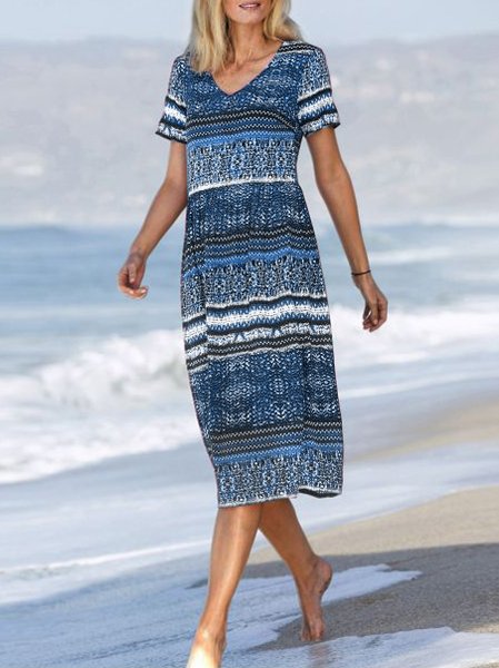 

Vacation Knitted Loose Dress, Blue, Dresses