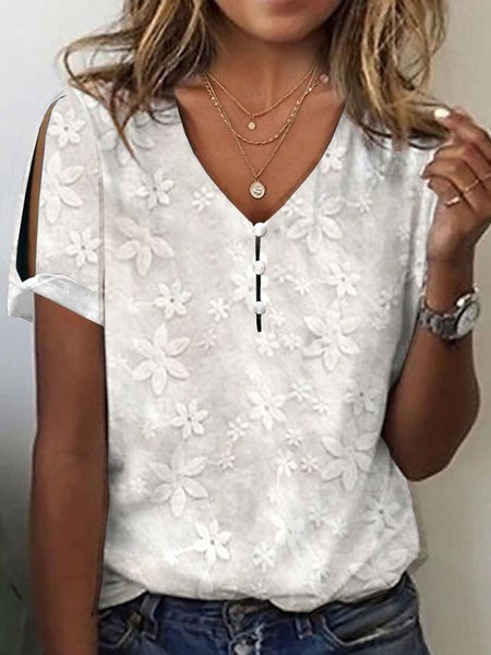 

Linen Cotton And Linen Loose Plain T-Shirt, White, T-Shirts