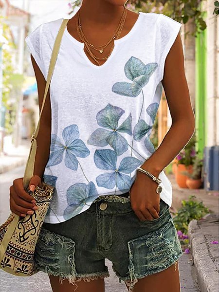 Loose Four Leaf Clover Notched Casual Shirt