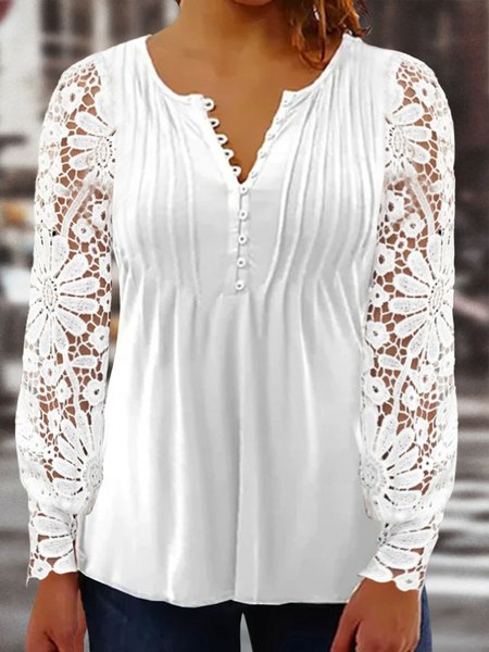 

Plus Size Elegant Loose Jersey Half Open Collar Top, Black, Shirts & Blouses