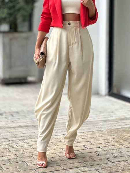 

Daily Regular Fit Urban Plain Fashion Pants, Apricot, Pants