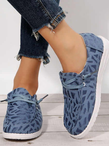 

Women's Jacquard Leopard Loafers Comfortable & Lightweight Ladies Shoes, Blue, Sneakers