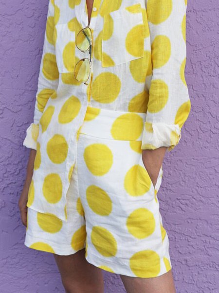

Regular Fit Casual Polka Dots Shorts, Yellow, Shorts