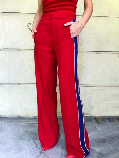 

Urban Regular Fit Color Block Fashion Pants, Red, Pants